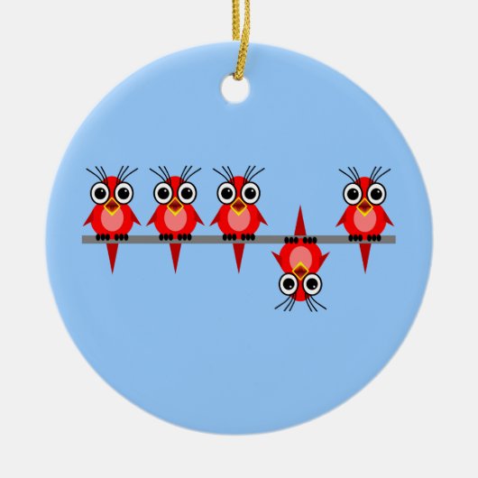 grappige vogels keramisch ornament (Voorkant)
