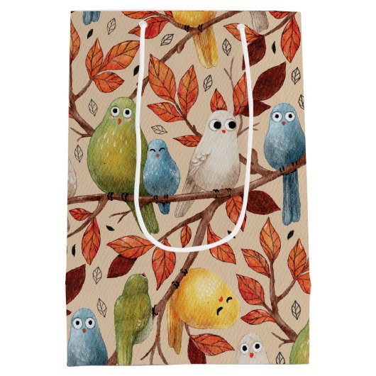 Grappige vogels (Sapling) Medium Cadeauzakje (Achterkant)