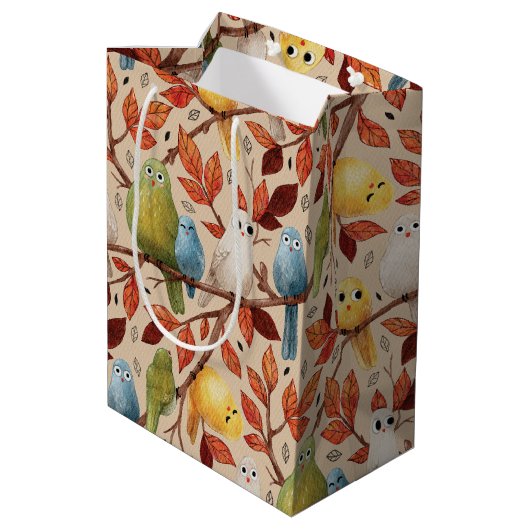 Grappige vogels (Sapling) Medium Cadeauzakje (Achterkant Gekanteld)