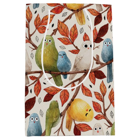 Grappige vogels (Spring Wood) Medium Cadeauzakje (Voorkant)