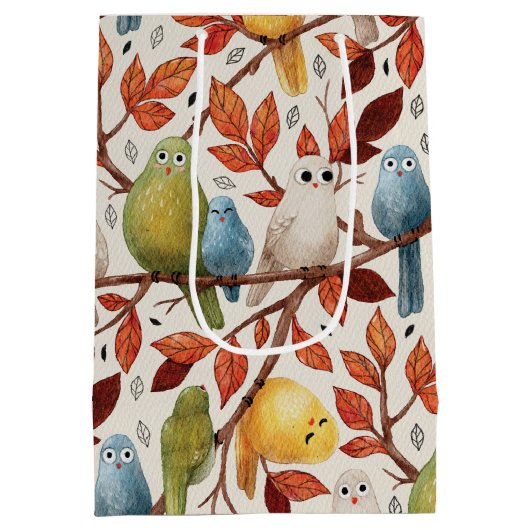 Grappige vogels (Spring Wood) Medium Cadeauzakje (Achterkant)