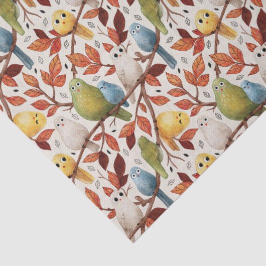 Grappige vogels (Spring Wood) Tissuepapier (Detail)