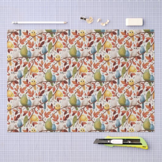 Grappige vogels (Spring Wood) Tissuepapier (Craft)