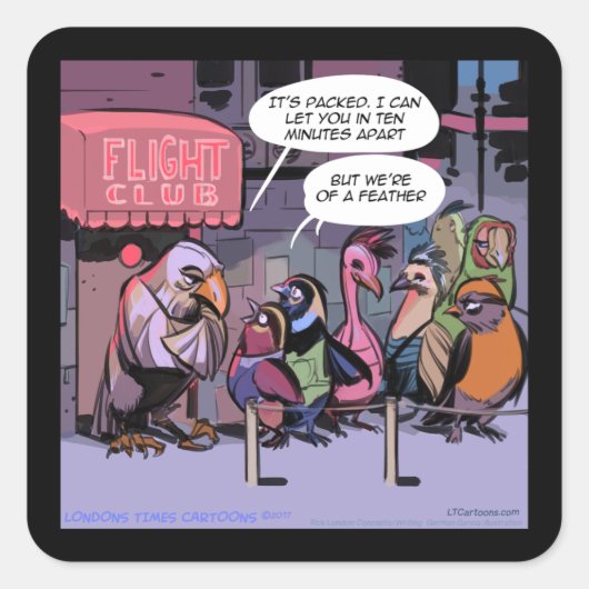 Grappige Vogels Van Elkaar Vierkante Sticker (Voorkant)