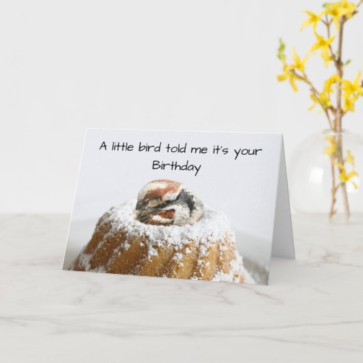 Grappige vogelverjaardag kaart (Gele Bloem)