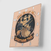 Grappige vogelverschrikker op een bezemsteel voor vierkante klok (Hoek)