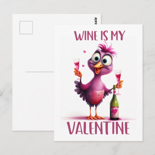 Grappige vogelwijn is mijn Valentijn Briefkaart (Voorkant / Achterkant)