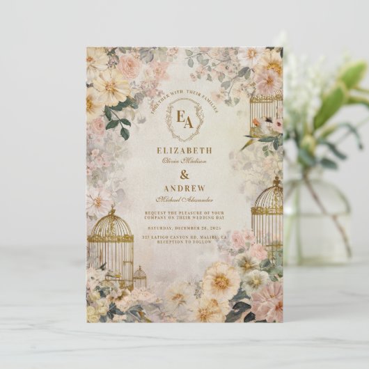 Grappige vogelzang rustieke elegantie kaart (Staand voorkant)