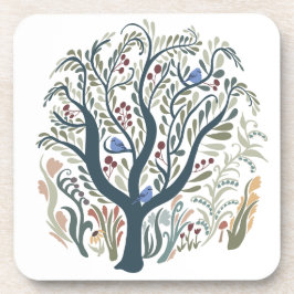 Grappige volkskunst Forest Earth Tones Bier Onderzetter