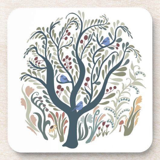 Grappige volkskunst Forest Earth Tones Bier Onderzetter (Voorkant)