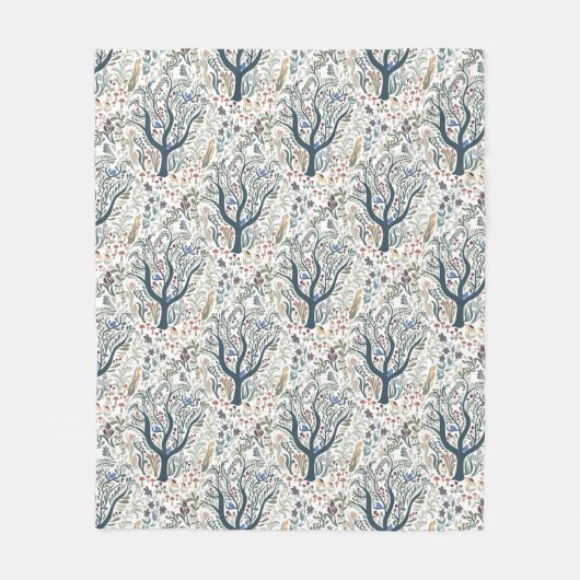 Grappige volkskunst Forest Earth Tones Fleece Deken (Voorkant)