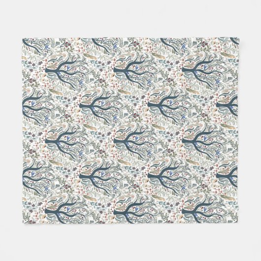 Grappige volkskunst Forest Earth Tones Fleece Deken (Voorkant (Horizontaal))