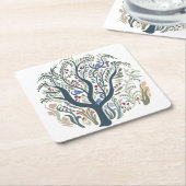 Grappige volkskunst Forest Earth Tones Kartonnen Onderzetters (Schuin)