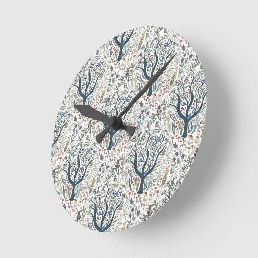 Grappige volkskunst Forest Earth Tones Ronde Klok (Hoek)