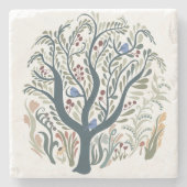 Grappige volkskunst Forest Earth Tones Stenen Onderzetter (Voorkant)