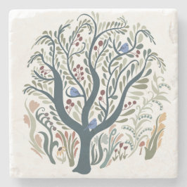 Grappige volkskunst Forest Earth Tones Stenen Onderzetter