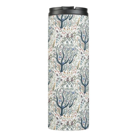 Grappige volkskunst Forest Earth Tones Thermosbeker (Achterkant)