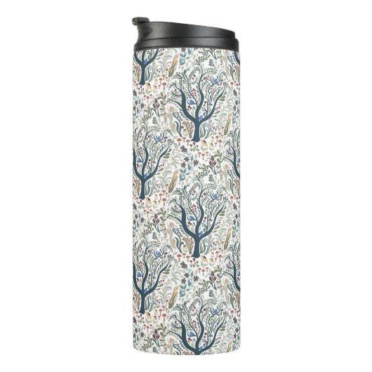 Grappige volkskunst Forest Earth Tones Thermosbeker (Geroteerd rechts)