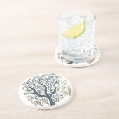 Grappige volkskunst Forest Earth Tones Zandsteen Onderzetter (Zijkant)