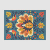 Grappige volkskunst herfstvogels en bladeren tissuepapier (Voorkant)