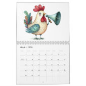 Grappige volkskunst kippen en hanen kalender (Mar 2026)