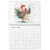 Grappige volkskunst kippen en hanen kalender (Jan 2026)