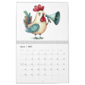 Grappige volkskunst kippen en hanen kalender (Mar 2027)