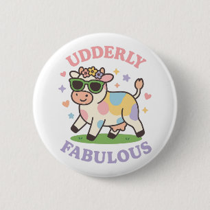 Grappige Volledig Fantastische Koe Ronde Button 5,7 Cm