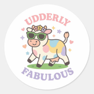 Grappige Volledig Fantastische Koe Ronde Sticker