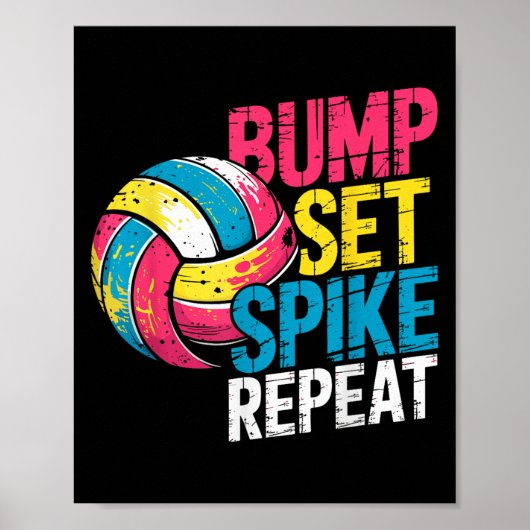 Grappige Volleybal Grap Bumpen Set Spike Herhaal S Poster (Voorkant)