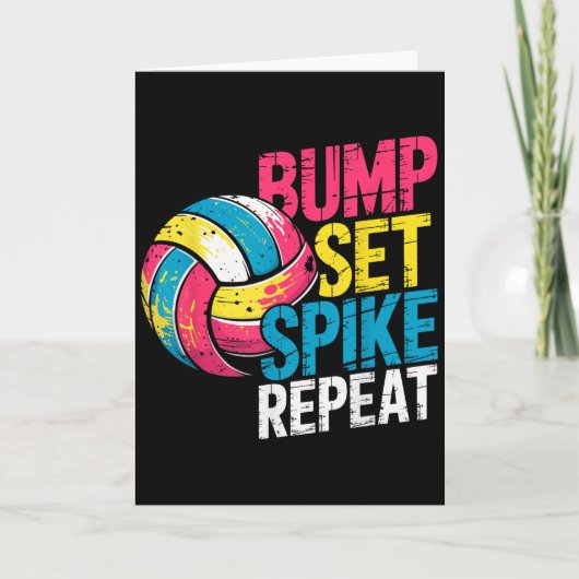 Grappige Volleybal Grap Grappige Bump Set Spike He Kaart (Voorkant)
