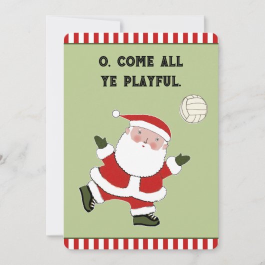 Grappige Volleybal Kerst Feestdagenkaart (Voorkant)