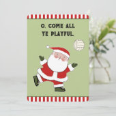 Grappige Volleybal Kerst Feestdagenkaart (Staand voorkant)