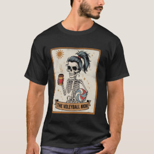 Grappige Volleybal Moeder Skelet Koffie Liefhebber T-shirt
