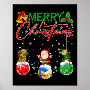 Grappige Volleybal Ornamenten Kerstboom Lights X Poster