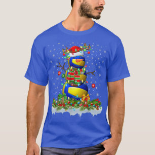 Grappige Volleybal Sneeuwman Kerstverlichting Voll T-shirt