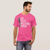 Grappige volleybalspeler - Eet Slaap Volleybal T-shirt (Voorkant volledig)