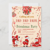 Grappige volwassen kerstman zijn vriendjes kerstfe kaart (Voorkant)