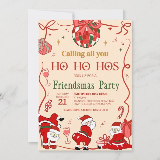 Grappige volwassen kerstman zijn vriendjes kerstfe kaart (Voorkant)