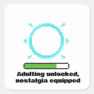 Grappige Volwassen Spelerscitaat   Retro Level Up Vierkante Sticker