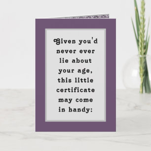 Grappige volwassene verjaardags certificaat kaart