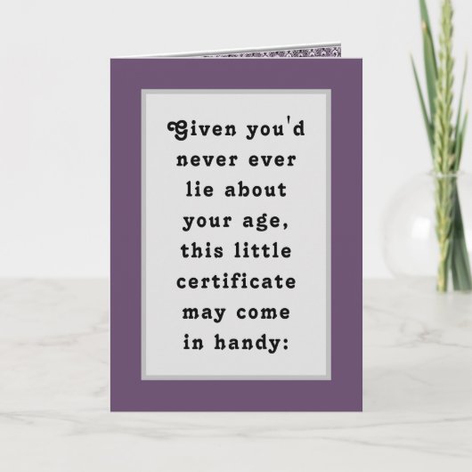 Grappige volwassene verjaardags certificaat kaart (Voorkant)