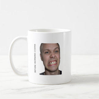 Grappige voor- en na-morgen koffie meme mok
