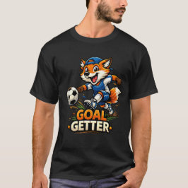 Grappige Vos die Voetbal Speelt Cartoon Ontwerp T-shirt