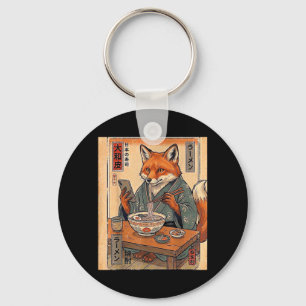 Grappige Vos Eet Ramen Retro Japanse Cadeaus Manne Sleutelhanger