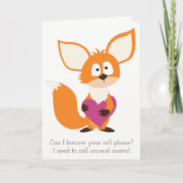 Grappige Vos en Hart Valentijnsdag Kaart