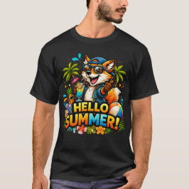 Grappige Vos Hallo Zomer Cartoon Ontwerp T-shirt