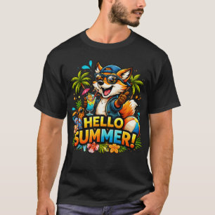 Grappige Vos Hallo Zomer Cartoon Ontwerp T-shirt