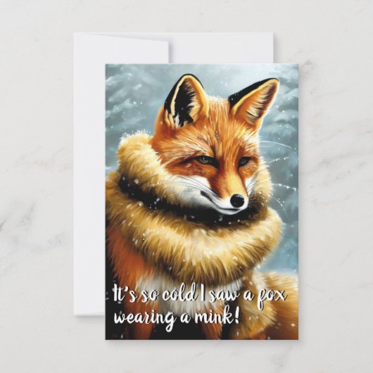Grappige vos in een nerts oudejaarsavond kaart (Voorkant)