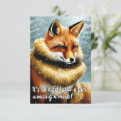 Grappige vos in een nerts oudejaarsavond kaart (Staand voorkant)